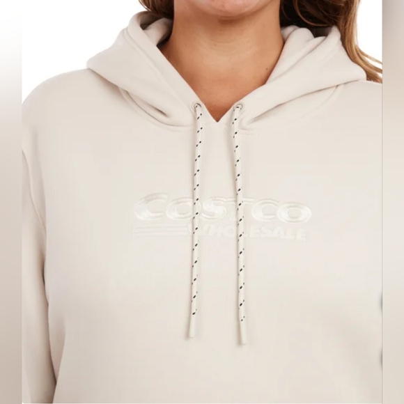 COSTCO WHOLESALE Unisex Logo Hoodie Men women boys girls Cream Color Size Medium - Picture 8 of 10